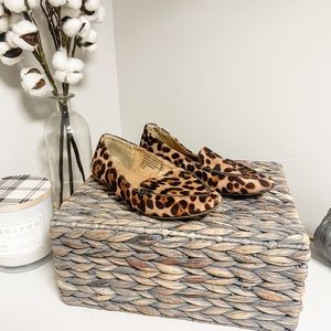 Time and Tru Leopard Print Faux Suede Pointed Toe Loafers Memory Foam Size 7.5